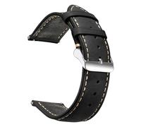 ZIYIWANG Waxy Retro Style Leather Strap Quick Release Type 14mm 16mm 18mm 20mm 22mm 24mm(Crafted Black 1,14mm)