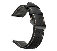 ZIYIWANG Waxy Retro Style Leather Strap Quick Release Type 14mm 16mm 18mm 20mm 22mm 24mm(Crafted Black 2,24mm)