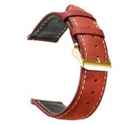 ZIYIWANG Waxy Retro Style Leather Strap Quick Release Type 14mm 16mm 18mm 20mm 22mm 24mm(Iron Red 3,22mm)