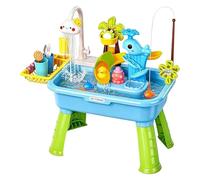 Ziynluks Kids Sink with Running Water | Electric Funny Wahle Activity Table Faucet Slide,Pretend Fishing Toys | for Kids Aged 1-5 Home Backyard Daycare Preschool Kindergarten