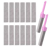 Ziyonix 12 Pack Pumice Stones with 2 Handles Pumice Stone for Toilet Replaceable Pumice Stone Sticks Nature Pumice Sticks Cleaning Stones for Cleaning Supplies Bathroom Pool Toilet Limescale Remover