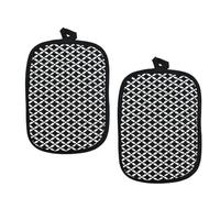 Ziyonix 2 Pack Cotton Silicone Heat Resistant Potholder Oven Mitts Trivet Black Pot Holders Set Pot Holders with Pocket Terry Coaster Oven Mitts Multipurpose Hot Pads for Cooking and Baking