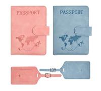 Ziyonix 2 Pieces Passport Holder Cover, PU Leather RFID Blocking Passport Cover Case Portable Universal Travel Wallet Case with Credit Card Slot Combo for Passport Credit Card