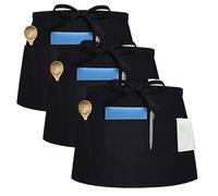 Ziyonix 3 Pack Black Waist Apron with 3 Pockets Waitress aprons for Women Man Long Straps Water Resistant Anti-dirt Waist apron kitchen Half apron for Cooking