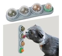 Ziyonix 4 Pack Licking Catnip Balls for Cats, Rotatable Licking Treats Toys for Kittens, Edible Catnip Balls, Catnip Wall Ball Treats Toys for Cats Playing Chewing Cleaning Teeth