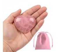Ziyonix 45 mm Natural Healing Crystal Stone, Rose Quartz Heart Stone, Pink Pocket Palm Stones for Anxiety Relief, Heart Healing Gemstones, Crystal Gifts for Women, Valentines Day Gifts for Her