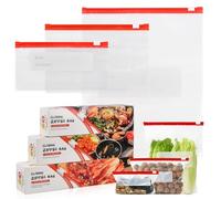 Ziyonix 60Pcs Food Storage Freezer Bags, 3 Sizes BPA Free Zip Lock Food Bags Transparent Plastic Sandwich bags Reusable Slider Ziplock Bag with Expandable Bottom for Fruits, Veggies, Meat, Snacks