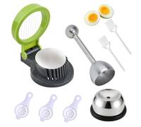 Ziyonix 8 Pcs Egg Slicer Set, 1 Egg Cutter, 1 Stainless Steel Egg Topper, 1 Egg Piercer, 3 Egg Separators, 2 Eggshell Cleaners, Egg Piercer for Kitchen, Dining Room, and Bar (Dishwasher Safe)