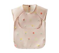 Ziyonix Baby Weaning Bibs with Short Sleeves, Feeding Bibs with Pocket for Baby Led Weaning, Waterproof and Easy to Clean, Machine Washable, Suitable for 12-36 Months Baby Infant Toddlers (Pink)