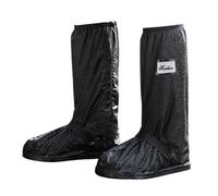 Ziyonix Black Waterproof Overshoes, Reusable Shoe Covers with Zipper and Non Slip Sole Foldable Rain Overshoes Mudsavers Boots Covers for Men Women Outdoor Mountain Cycling Motorcycle (XXL)