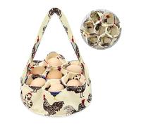 Ziyonix Egg Collecting Basket, 20cm Mini Eggs Collection Basket with 7 Bags Canvas eggs Gathering Bags Portable egg Storage Bag for Fresh Chicken Duck Goose Collection Gifts for Women Housewife, Beige