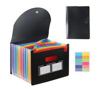 Ziyonix Expanding File Folder, A4 Size Accordion Filing Folders 12Pockets Expandable Document Organiser with Lid Portable Rainbow Document filing Box for Paper and file Storage, for Home Office School