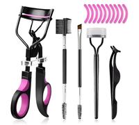 Ziyonix Eyelash Curler Kit, Beauty Eyelash Comb with 10 Silicone Refill Pads, Universal Lash Curler Makeup Tool for Women and Girls, Violet Black