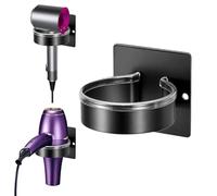 Ziyonix Hair Dryer Holder Wall Mounted Hair Dryer Holders Hair Dryer Storage Blow Dryer Holder Adhesive Hair Dryer Stand Black Hairdryer Holder Station for Dressing Table Bathroom Barber Shop