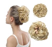 Ziyonix Messy Hair Scrunchies 2Pcs, Thick Curly Wavy Hair Piece Synthetic Scrunchies Buns Extensions Donut hair Chignons Hairpiece Scrunchy scrunchie Bun for Women Girls, Bleach blonde