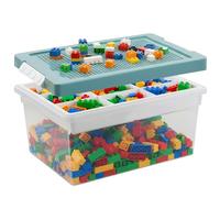 Ziyonix Storage Bins with Lids for Lego, Cube Kids Toy Box with Removable Tray Building Baseplate and Lid Stackable Plastic Boxes Organiser Craft Containers for Building Blocks Bricks Puzzle