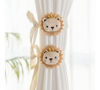 ZiyonixCurtain Clips Tiebacks Rope 4 Pieces, Cute Lion Curtain Holdbacks curtains Decorative Straps Cartoon Animal curtain Ties, for Children's Room Decoration Bedroom Living Room, Beige