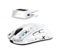 ZIYOU LANG × A.JAZZ AJ159V2MC Wireless Lightweight Gaming Mouse, Swappable Dual Batteries, 54g Superlight Tri-Mode Rechargeable Gamer Mouse, PAW3311 24000 DPI, 1000Hz, PC/Laptop/Mac - White with Grips