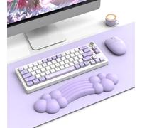 ZIYOU LANG Cloud Keyboard Wrist Rest Support, Palm Rest with Memory Foam, Anti-Slip Rubber, Comfortable Arm Rest, Ergonomic Keyboard Cushion Pad, PU Leather for Office/Home/Laptop/Mac - Purple