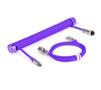 ZIYOU LANG Custom Coiled USB C to A Cable and Winder With Detachable Extendable Double Sleeve Spiral Metal Aviator for PlayStation Xbox Keyboard USB Flash Drive Printer (Purple)