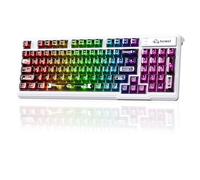 ZIYOU LANG×FREEWOLF M95 Transparent Membrane Keyboard with Clear Keycap,Wired Gaming Keyboard with RGB Backlit, 94 Silent Keys with Mechanical Feeling,26-Key Anti-ghosting,for Mac/Windows (Black)