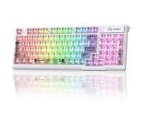 ZIYOU LANG×FREEWOLF M95 Transparent Membrane Keyboard with Clear Keycap,Wired Gaming Keyboard with RGB Backlit, 94 Silent Keys with Mechanical Feeling,26-Key Anti-ghosting,for Mac/Windows (White)
