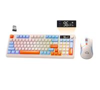 ZIYOU LANG×FREEWOLF T96 Wireless Keyboard and Mouse Set, Bluetooth/2.4GHz Dual-Mode,Smart Display & Knob,Rainbow LED Backlit, 94-Key Rechargeable Keyboard with Wireless Computer Mice-Blueberry