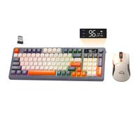 ZIYOU LANG×FREEWOLF T96 Wireless Keyboard and Mouse Set, Bluetooth/2.4GHz Dual-Mode,Smart Display & Knob,Rainbow LED Backlit, 94-Key Rechargeable Keyboard with Wireless Computer Mice-Shimmer