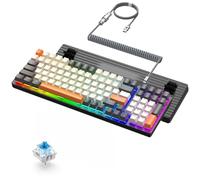 ZIYOU LANG K3 PRO Wired Mechanical Gaming Keyboard RGB Backlit 96% Ultra-Compact Number Pad, Clicky Blue Switch with 8000Hz Coiled Keyboard Cable USB-C to USB A for PC Mac Gamer - Dark Grey