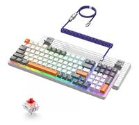 ZIYOU LANG K3 PRO Wired Mechanical Gaming Keyboard RGB Backlit 96% Ultra-Compact Number Pad, Linear Red Switch with 8000Hz Coiled Keyboard Cable USB-C to USB A for PC Mac Gamer Light Grey