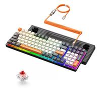 ZIYOU LANG K3 PRO Wired Mechanical Gaming Keyboard RGB Backlit 96% Ultra-Compact Number Pad, Linear Red Switch with 8000Hz Coiled Keyboard Cable USB-C to USB A for PC Mac Gamer - Dark Grey