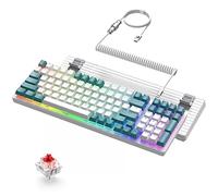 ZIYOU LANG K3 PRO Wired Mechanical Gaming Keyboard RGB Backlit 96% Ultra-Compact Number Pad, Linear Red Switch with 8000Hz Coiled Keyboard Cable USB-C to USB A for PC Mac Gamer - Green