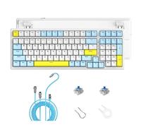 ZIYOU LANG K3MAX Wired Mechanical Gaming Keyboard, Hot Swappable with Coiled USB-C Cable, 100 Keys US Layout 19 RGB Backlit, Full Key Anti-Ghosting Blue Switch for Win/Mac-Lemon