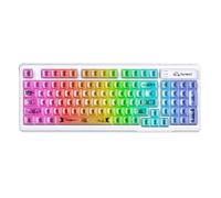 ZIYOU LANG M95 Transparent Membrane Keyboard,Wired Gaming Keyboard with Clear Keycap,Rainbow RGB Backlit,Side Light bar,94 Silent Keys with Mechanical Feeling,26-Key Anti-ghosting,for Mac/Pc,White