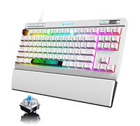 ZIYOU LANG Mechanical Gaming Keyboard,87 Keys Chroma RGB LED Backlit,White Computer Keyboard,PU Wrist Rest,Multimedia Keys,Anti-ghosting Keys,Waterproof Light Up USB Wired Keyboard for PC Mac Xbox
