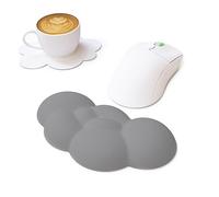 ZIYOU LANG Mouse Wrist Rest, Cloud Keyboard Wrist Rest, Ergonomic Mouse Mat Wrist Support with Coaster, Memory Foam, Non Slip Base, Typing Pain Relief, Palm Rest for Computer, Laptop, Mouse-Grey