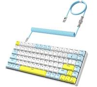 ZIYOU LANG RK-K84 Wired 75% Mechanical Gaming Keyboard Hot Swappable with Rainbow LED Backlit Anti-ghosting TKL 84 Key Custom Coiled C to A Cable Linear Red Switch for PS4 PS5 Xbox PC Mac Gamer(Lemon)