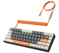 ZIYOU LANG RK-T8 Wired 65% Mechanical Gaming Keyboard with RGB LED Backlit Anti-ghosting TKL Mini 68 Key Custom Coiled C to A Cable Tactile Brown Switch for PS4 PS5 Xbox PC Mac Gamer(White/Dark Gray)