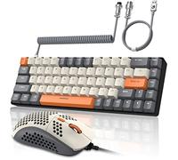 ZIYOU LANG RK-T8PR0 Wired 65% Mechanical Gaming Keyboard and Mouse Combo with RGB Backlit Anti-ghosting TKL Mini 68 Key Coiled C to A Cable Tactile Blue Switch for PS4 PS5 Xbox PC Mac Gamer(Dark Gray)