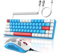 ZIYOU LANG RK-T8PR0 Wired 65% Mechanical Gaming Keyboard and Mouse Combo with RGB LED Backlit Anti-ghosting TKL Mini 68 Key Coiled C to A Cable Tactile Blue Switch for PS4 PS5 Xbox PC Mac Gamer(Blue)