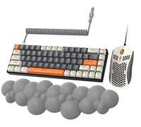 ZIYOU LANG RK-T8PR0 Wired 65% Mechanical Gaming Keyboard and Mouse with Cloud Wrist Rest RGB Backlit Anti-ghosting TKL Mini Coiled Cable Tactile Brown Switch for PS4 PS5 Xbox PC Mac Gamer(WhiteGray)