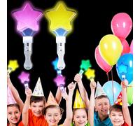 ZIYOUA 2 Pcs Light Up Wand Star Light Magic Wands, Party Bag Fillers for Kids Adults, Glow in The Dark Flashing Wands, Birthday Christmas Party Favors (Yellow and Pink)