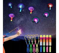 ZIYOUA 2024 Led Helicopter Shooters Toy, 12 Pcs Led Light Up Helicopter Slingshot Flying toys, Glow in The Dark Toys, Party Bag Fillers for Kids, Birthday Party Favours Return Gifts for Kids(12 Pcs)