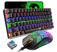 ZIYOUANG AK33 Gaming Keyboard,M5 Mouse,Rainbow LED Backlit Mechanical Keyboard,12K DPI Ultralight Gaming Mouse,Large Mouse Pad,3 in 1 Value Combo Set(Black)