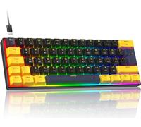 ZIYOULANG MK21 Mechanical Gaming Keyboard, 60% Compact UK Layout, 61 Keys Mini Wired Keyboard With Hot Swappable, RGB Backlit, Anti-ghosting, Red Switch, for PC/MAC/Gamer/Office/Typist - StarBlack