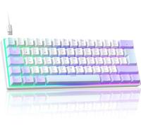 ZIYOULANG MK21 Mechanical Gaming Keyboard, 60% Compact UK Layout, 61 Keys Mini Wired Keyboard With Hot Swappable, RGB Backlit, Anti-ghosting, Red Switch, for PC, MAC, Gamer, Office, Typist - Purple