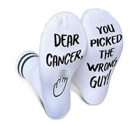 Ziyouza Dear Cancer You Picked The Wrong, Cancer Socks, Women Men Gift for Cancer Surgery Recovery, White and Black, 4.5-10 UK