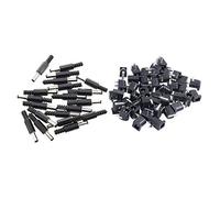 ziyuan 20 Pcs Black 2.5mm x 5.5mm DC Power Male Plug Jack & 45 Pcs DC Power Jack Socket 2.1mm x 5.5mm -Type PCB Mount