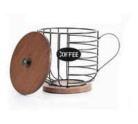 ziyuan K Cup Storage Basket Round Coffee Basket Decor with Wooden Lid for Kitchen Countertop for Pods