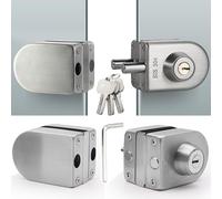 ziyue Glass Door Lock Fit for 10 mm -12 mm, Thicked Glass Security Lock 304 Stainless Steel Double Swing Push Sliding with 3 Keys for Glasses Doors, No Drill Needed